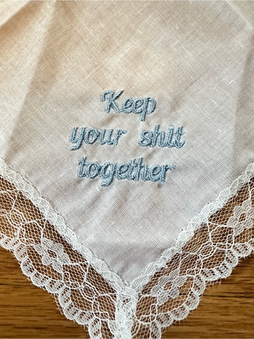 Funny Wedding Handkerchief Keep Your Shit Together Lace Something Blue